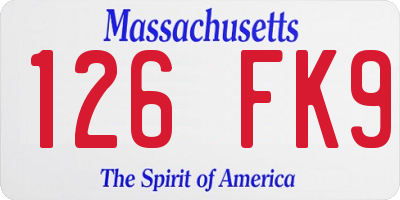 MA license plate 126FK9