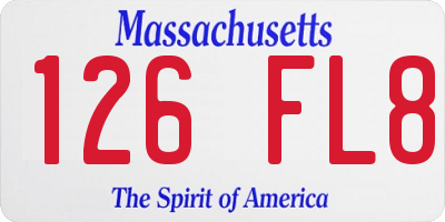 MA license plate 126FL8