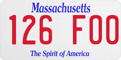 MA license plate 126FO0