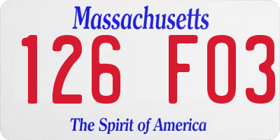 MA license plate 126FO3