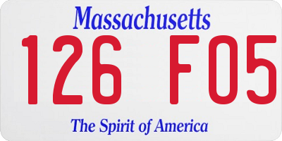 MA license plate 126FO5