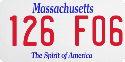 MA license plate 126FO6
