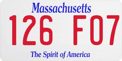 MA license plate 126FO7