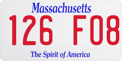 MA license plate 126FO8