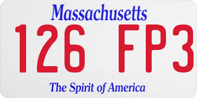 MA license plate 126FP3