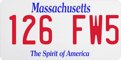 MA license plate 126FW5