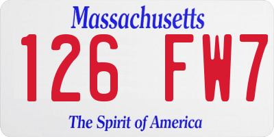 MA license plate 126FW7