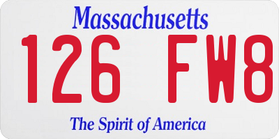 MA license plate 126FW8