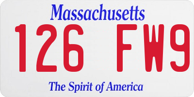 MA license plate 126FW9