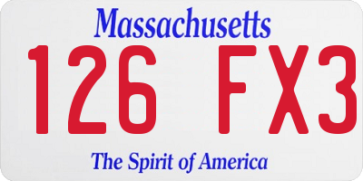 MA license plate 126FX3
