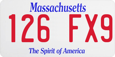 MA license plate 126FX9