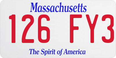 MA license plate 126FY3