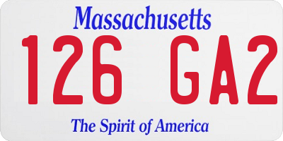 MA license plate 126GA2