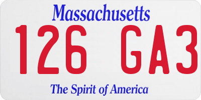 MA license plate 126GA3