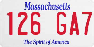MA license plate 126GA7
