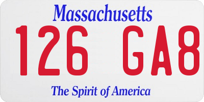 MA license plate 126GA8