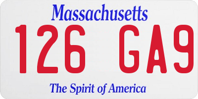 MA license plate 126GA9