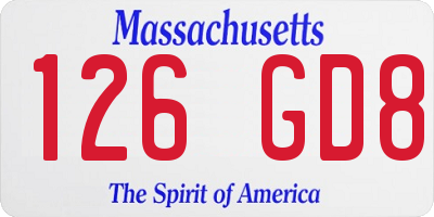 MA license plate 126GD8