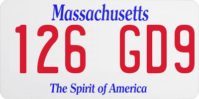 MA license plate 126GD9
