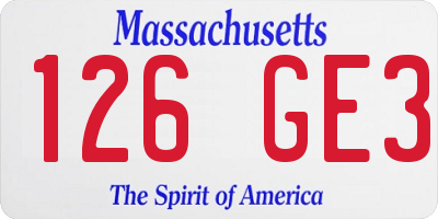 MA license plate 126GE3