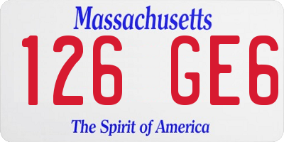 MA license plate 126GE6
