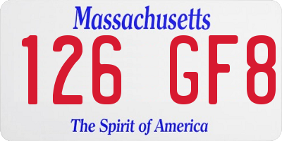 MA license plate 126GF8