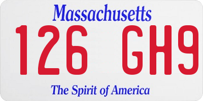 MA license plate 126GH9
