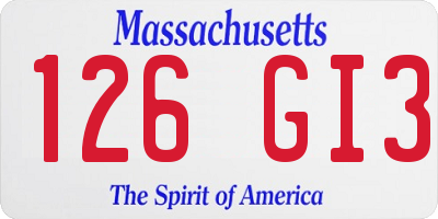 MA license plate 126GI3