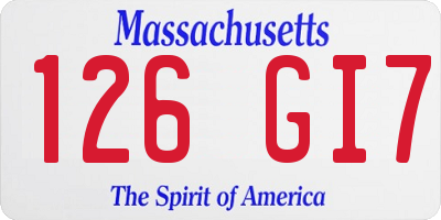 MA license plate 126GI7