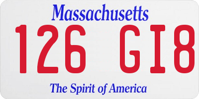 MA license plate 126GI8