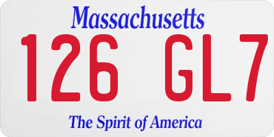 MA license plate 126GL7