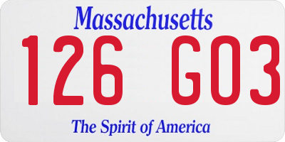 MA license plate 126GO3