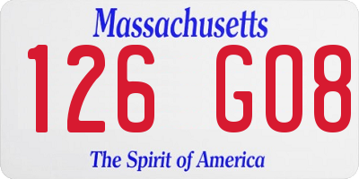 MA license plate 126GO8