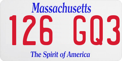 MA license plate 126GQ3