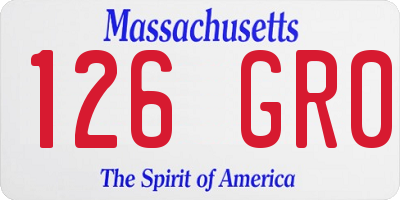 MA license plate 126GR0