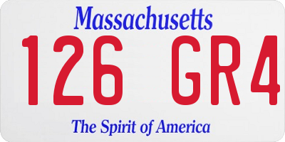 MA license plate 126GR4