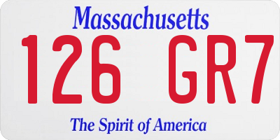 MA license plate 126GR7