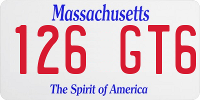 MA license plate 126GT6