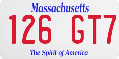 MA license plate 126GT7