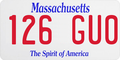 MA license plate 126GU0