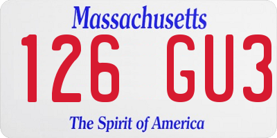 MA license plate 126GU3