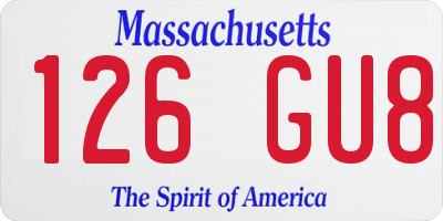 MA license plate 126GU8