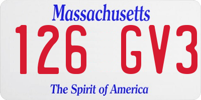 MA license plate 126GV3
