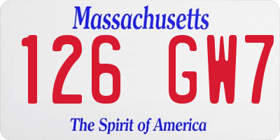 MA license plate 126GW7