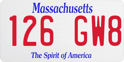 MA license plate 126GW8