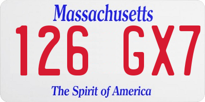 MA license plate 126GX7