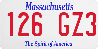 MA license plate 126GZ3