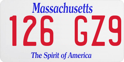 MA license plate 126GZ9