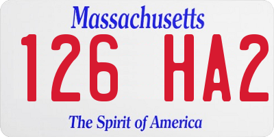 MA license plate 126HA2