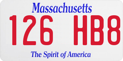 MA license plate 126HB8